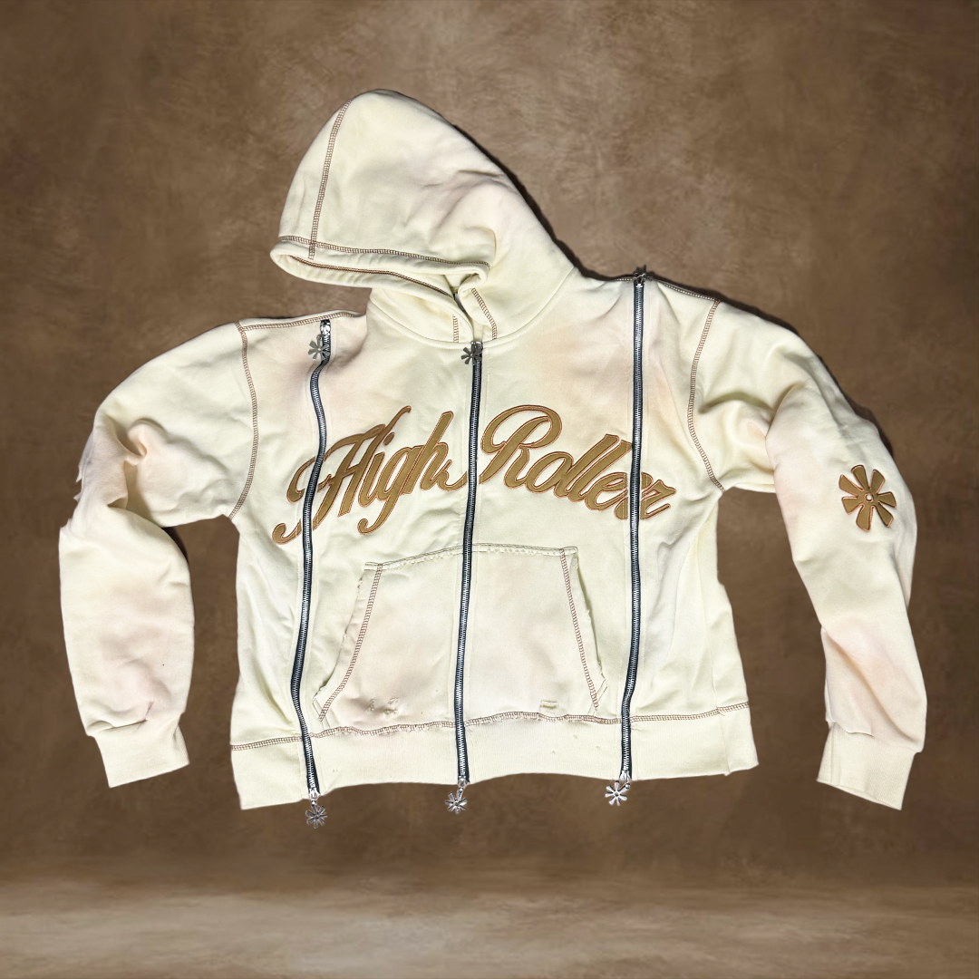 High Roller Triple Zip Hoodie (Cream)