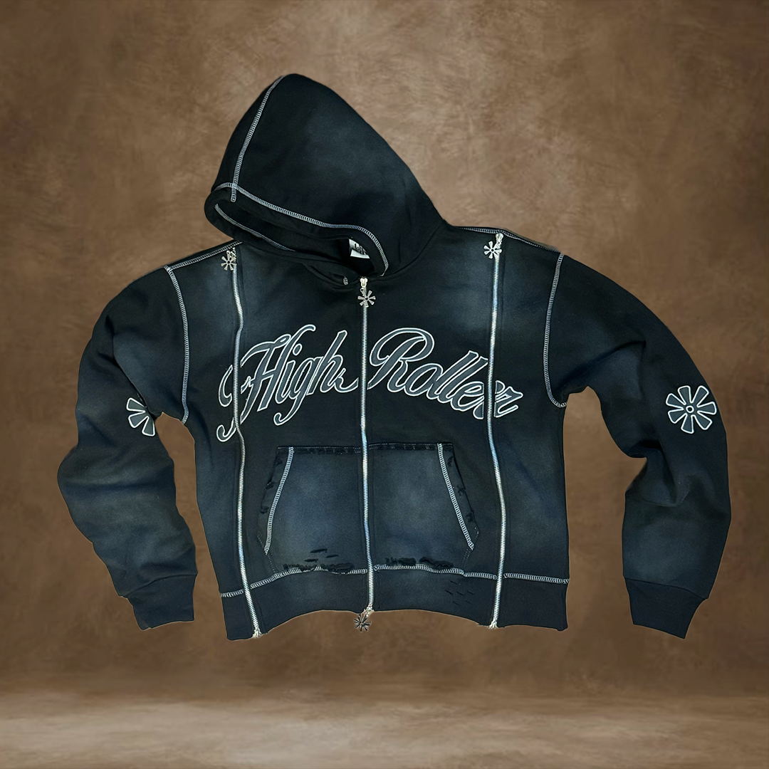 High Roller Triple Zip Hoodie (Black)