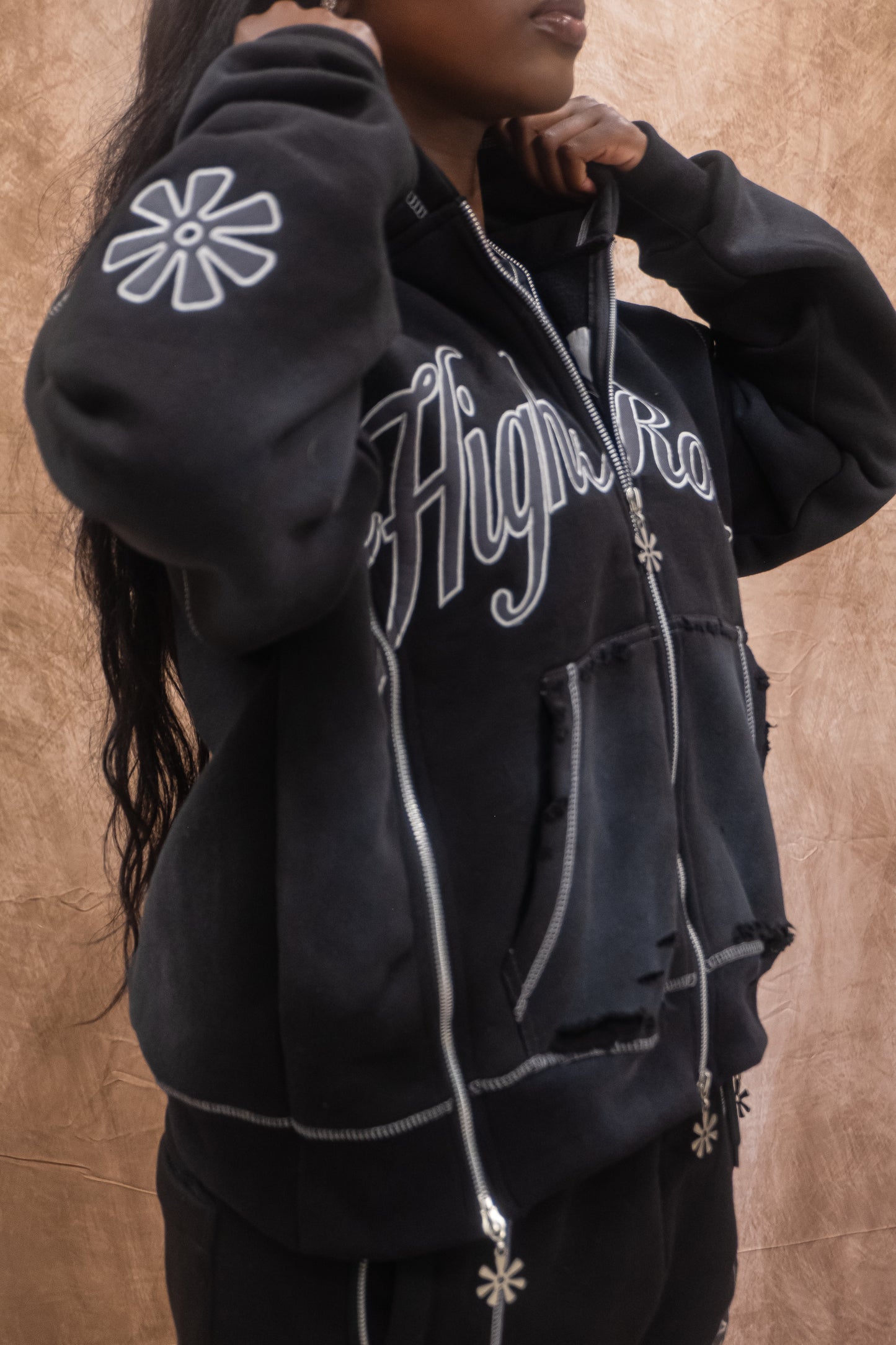 High Roller Triple Zip Hoodie (Black)