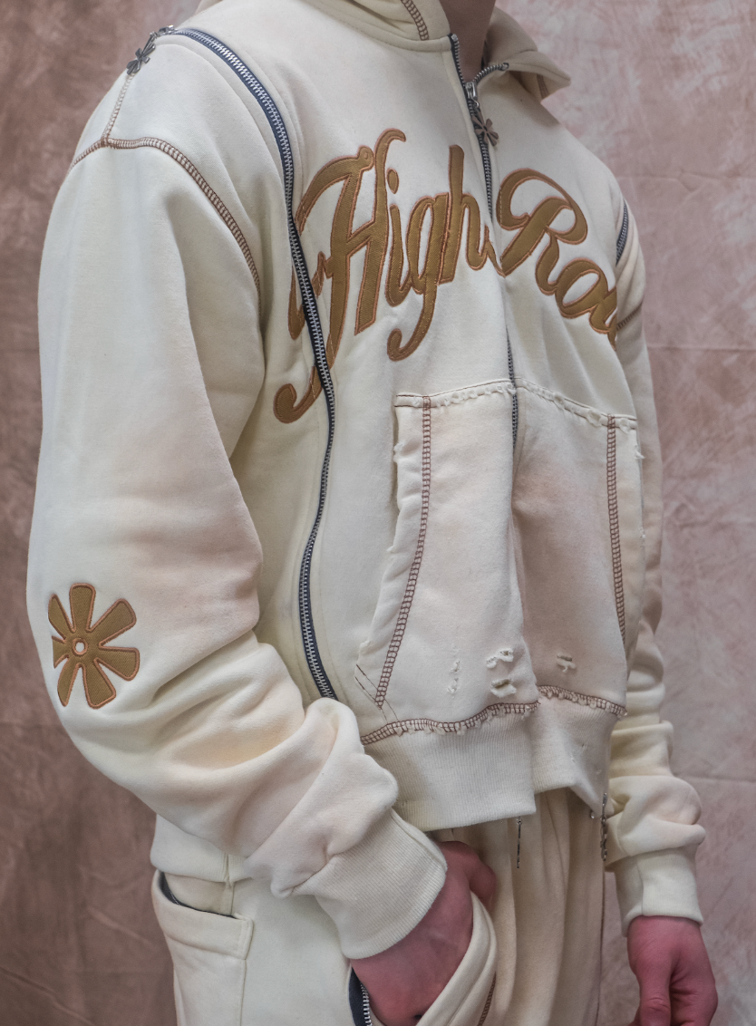 High Roller Triple Zip Hoodie (Cream)